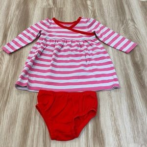 Giggle baby 12-18m pink and grey striped dress